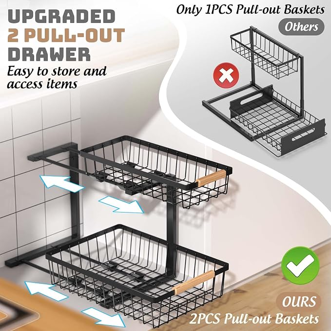 Dihmpor Under Sink Organizer and Storage, Slide Out Under Cabinet Storage Pull - Image 3