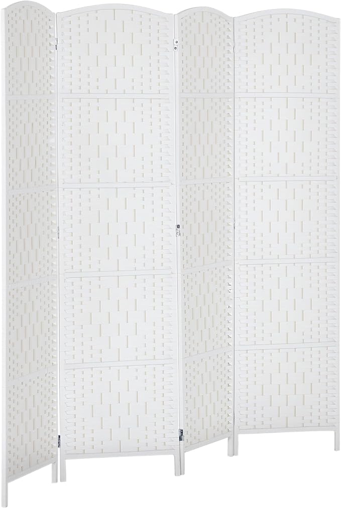 HOMCOM Room Divider, 4 Panel Folding Privacy Screen, 6FT Tall Portable Wicker by HOMCOM