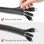 Moxita 10ft - 3/8 inch Cord Protector Cable Sleeve Split Wire Loom Tubing - Image 2