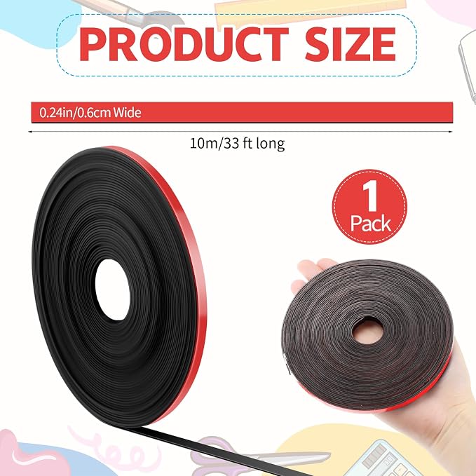 AmazingSpark Magnetic Tape Roll Thin Strips, 1/4 Inch x 33 Feet Magnetic Board - Image 2