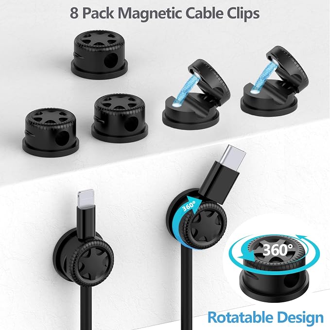 ELII 328Pcs Cable Management Kit, 8 Magnetic Cable Holder, 69Adhesive Cable - Image 2