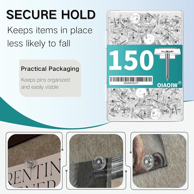 150 PCS Flat Clear Short Push Pins - Image 3