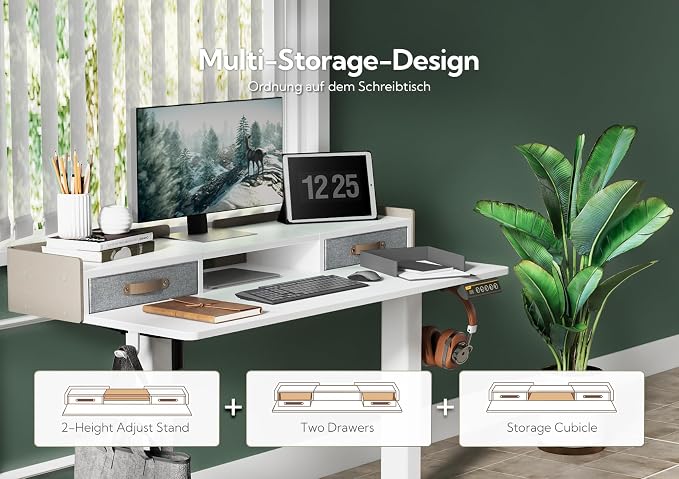 Claiks Standing Desk with Drawers, Adjustable Stand Up Electric Small Standing - Image 4