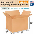 Medium Shipping & Moving Boxes 17 x 12 x 12 inches - Image 2