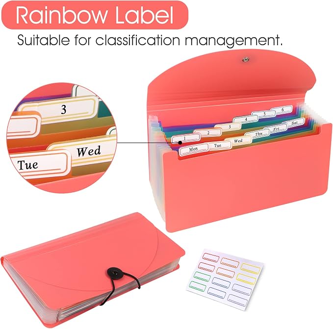 2 Pack 13 Pockets A6 Mini Coupon Organizer Wallet, Expandable Accordion File - Image 4