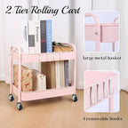 Ufriandz Pink 2 Tier Rolling Cart Metal - Image 4