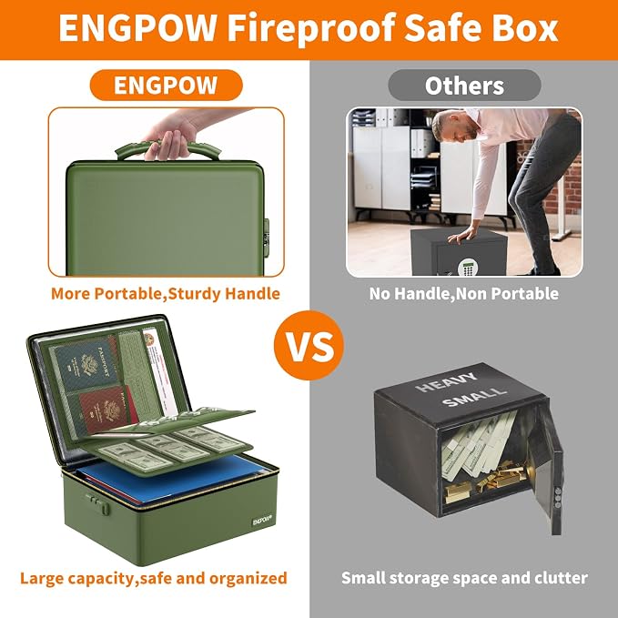 ENGPOW Fireproof Document Box, Hard Fireproof Box - Image 8