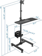 Mount-It! Rolling Computer Cart on Wheels, Mobile Desk Workstation - Image 2