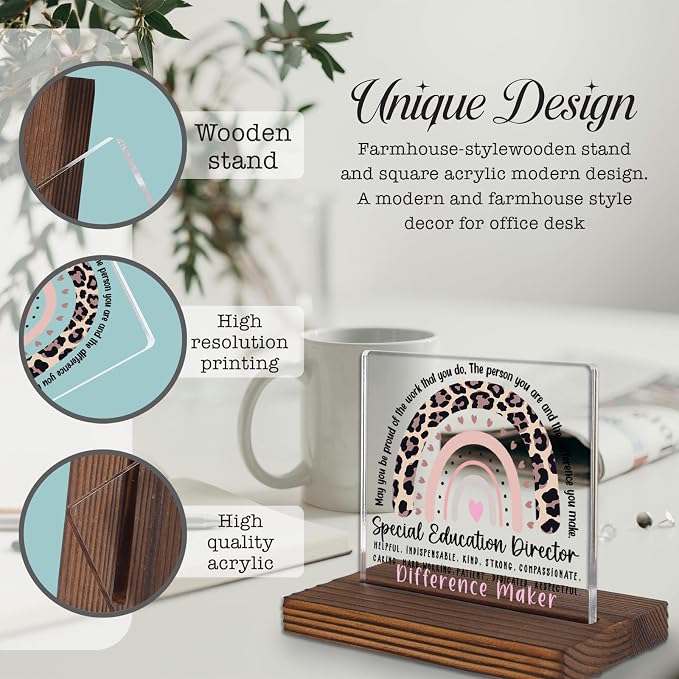 Special Education Director Gift Leopard Rainbow Desk Plaque, Inspirational - Image 3