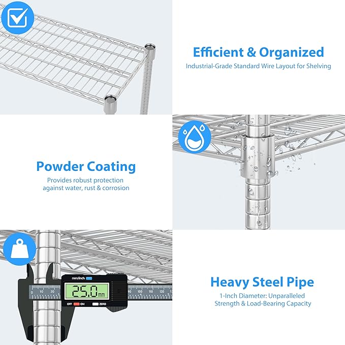 Homdox 4 Tier Heavy Duty Metal Wire Shelving - Image 8