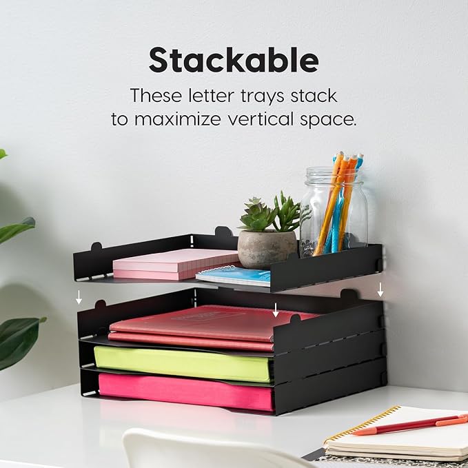 IRIS USA Metal Letter Tray Paper Organizer, 4 Pack, - Image 5
