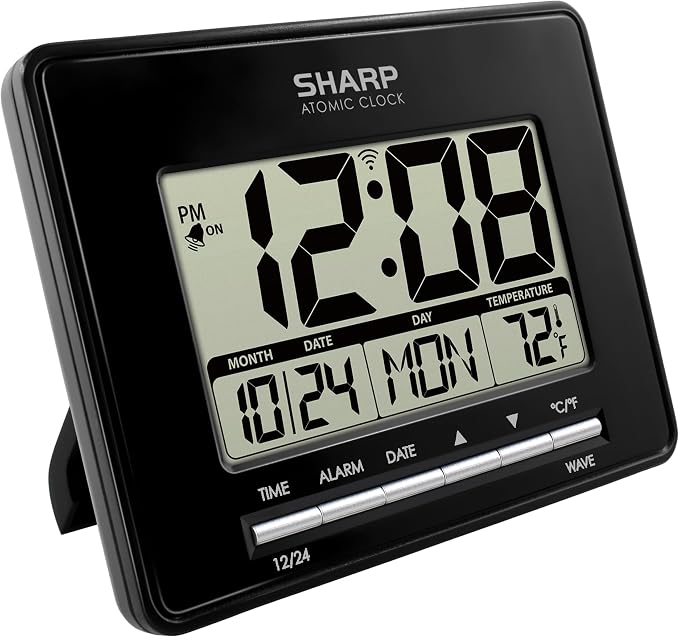 Sharp Atomic Desktop Clock – Auto Set Digital Alarm Clock by Sharp