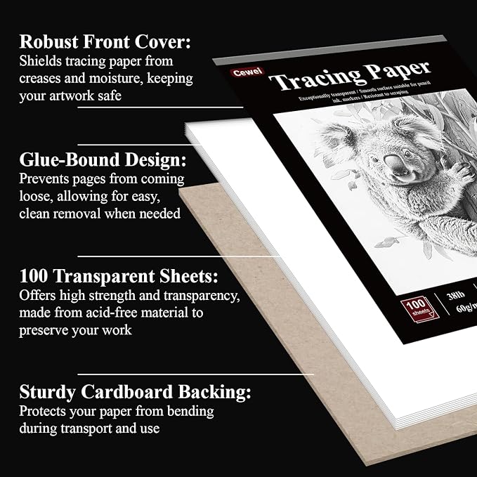 Tracing Paper for Drawing, 8.5”x11 Trace Paper, 100 Sheets Translucent Vellum - Image 3