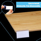 Qunclay 100 Pcs Shelf Label Holder Glass Wood 1.25 x 3 Inches Clear Plastic - Image 2