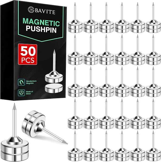 E BAVITE Magnetic Pushpins, 50 Sets Magnet Thumb Tacks by EBAVITE