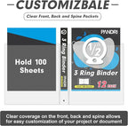 3 Ring Binder 0.5 Inch, PANDRI 12 Pack 0.5-Inch Binder Fits Letter Size 8.5'' x - Image 5