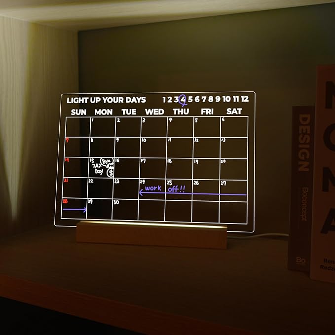 Dry Erase Calendar with Light, USB-Powered Light Up Whiteboard, Includes 4 - Image 3
