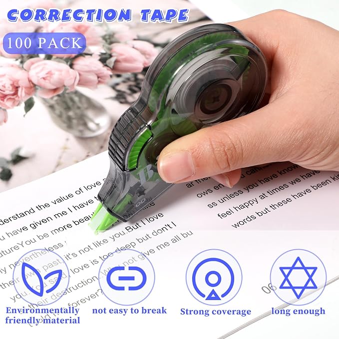 Yexiya 100 Pcs Correction Tapes Original Correction Wide Eraser Applicator Easy - Image 3