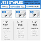 meite JT21 Staples, 3/8 Inch Galvanized Fine Wire Staples - Image 2
