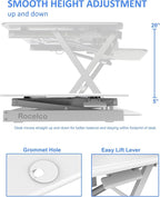 Rocelco 40" Large Height Adjustable Standing Desk Converter - Image 2