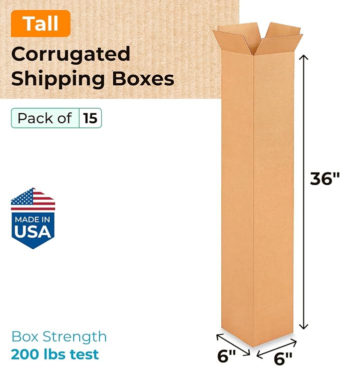 Tall Moving & Shipping Boxes 6"L x 6"W x 36"H - Image 2