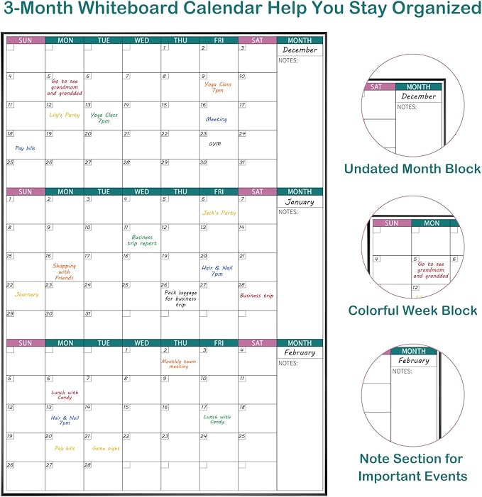ARCOBIS 3-Month Dry Erase Calendar - Image 3