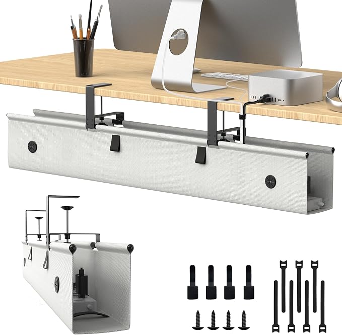 KIGJU Under Desk Cable Management Tray, 40-inch No-Drill Cord Organizer by Unknown