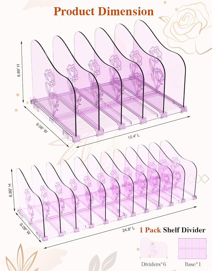 COWVTUJ Adjustable Rose File Organizer - Image 4