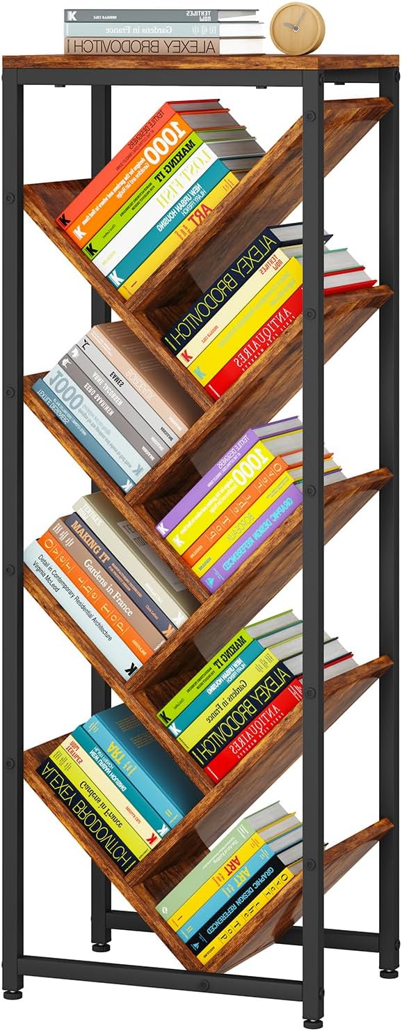 IBUYKE 9 Tier Tree Bookshelf, Floor Standing Wood Bookshelf by IBUYKE