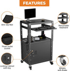 Mobile AV Cart with Cabinet, Rolling Computer Cart Height Adjustable Rolling - Image 5