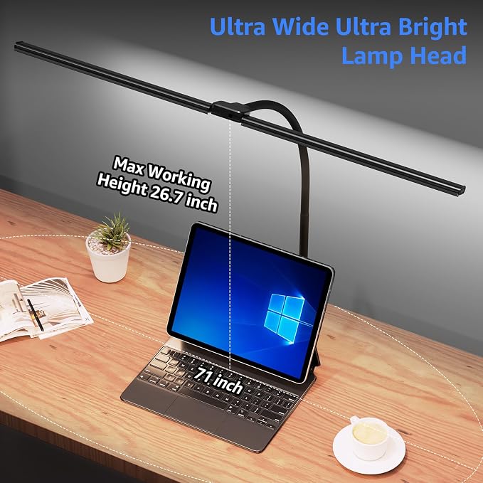 ShineTech LED Desk Lamp for Home Office, 5000K Bright Double Head Architect - Image 3