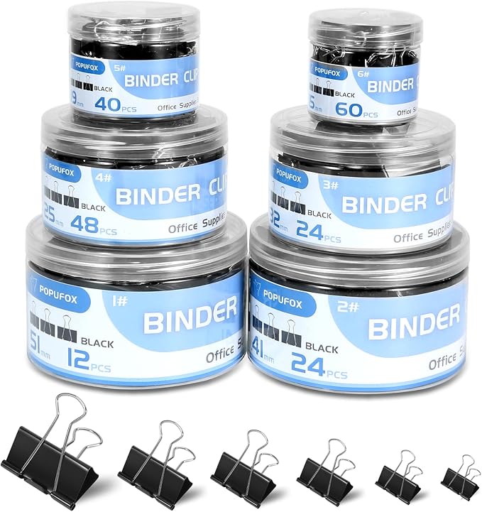 Binder Clips Assorted Sizes Including Extra Large Medium Small Mini and Micro by POPUFOX
