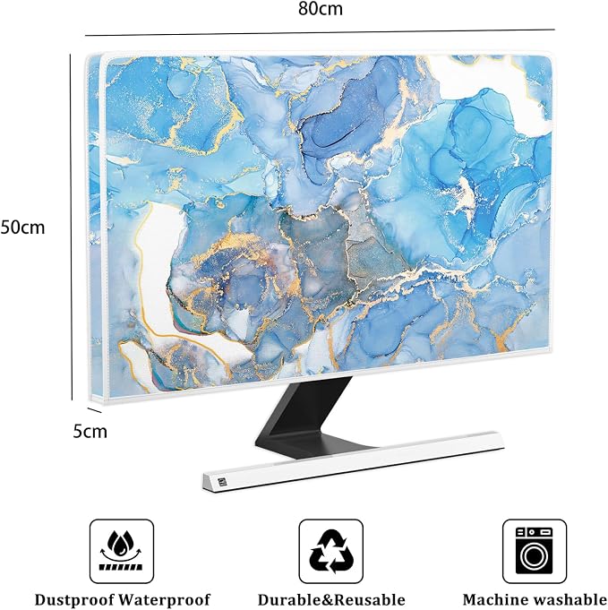 Baocicco Baby Blue Gold Marble Waterproof Screen TV Cover 32 Inch Modern - Image 2
