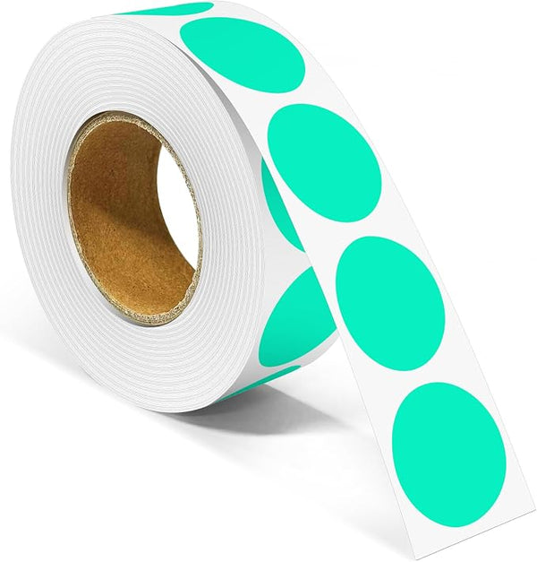 1 Inch Round Color Coding Labels, 1000 Dots Per Roll Aqua Color Coded Dot by Unknown