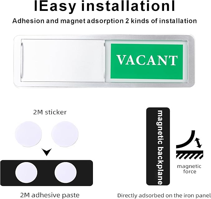 Meeting in Progress or Vacant Door Sign, Sliding Status Indicator Sign - Image 4