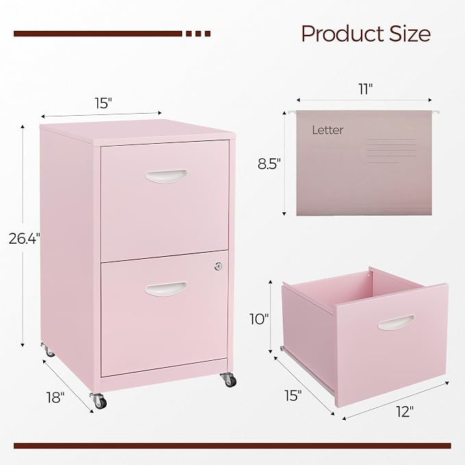 Kubohogar 2 Drawer Mobile File Cabinet - Image 3