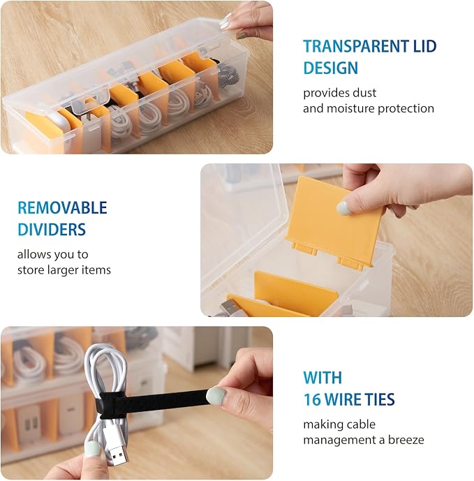 Fzooua 2 Pack Cable Organizer Storage Box - Image 4