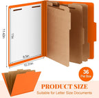 Skyygemm 36 Pcs Classification Folders Letter Size, 3 Divider Pressboard File - Image 2