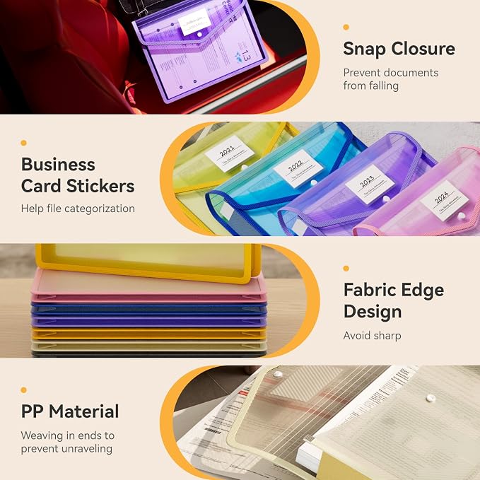 ABC life 6 Pack Plastic Expanding File Folder, Transparent Envelopes - Image 4