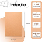 4 Pack Blank Kraft Notebooks, 8.3x5.5 Inches A5 Small Journals Bulk Blank - Image 2