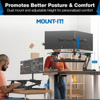 Mount-It! Standing Desk Converter Dual Monitor, 2 Screen Mounts Included - Image 2