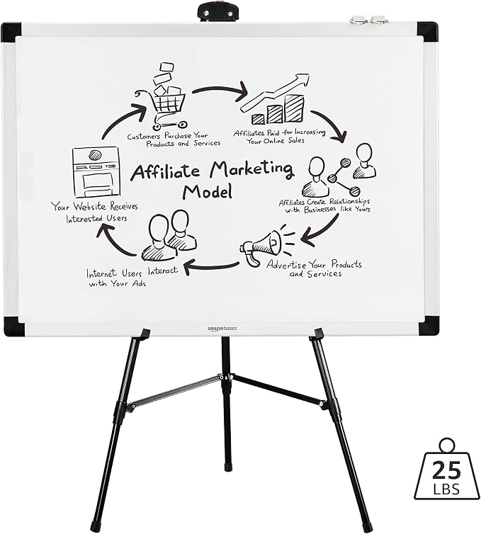 Amazon Basics High Boardroom Black Aluminum Flipchart Whiteboard and Display - Image 6