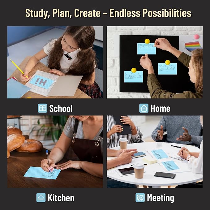 300 Count Index Cards 3 x 5 Inch Ruled Blue Index Cards, Flash Cards College - Image 7