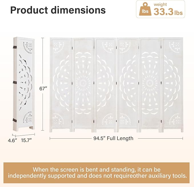 66.9Inch Wooden Room Partition - Image 6