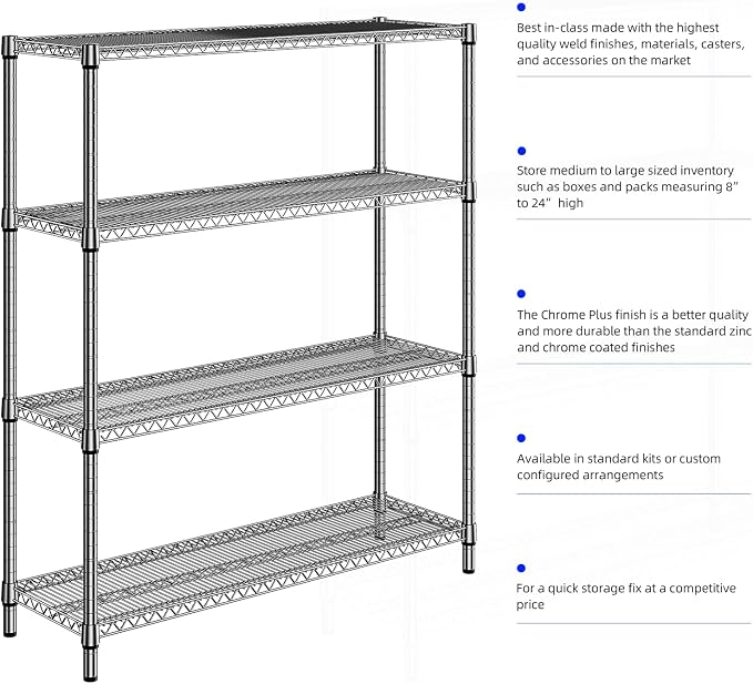 M MZG 1760 LBs 4 Tier Storage Rack Metal Wire Shelving Unit, Storage Standing - Image 8