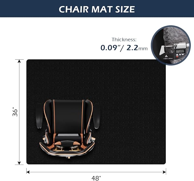 SALLOUS Chair Mat for Carpet, Heavy Duty Vinyl Floor Mat - Image 2