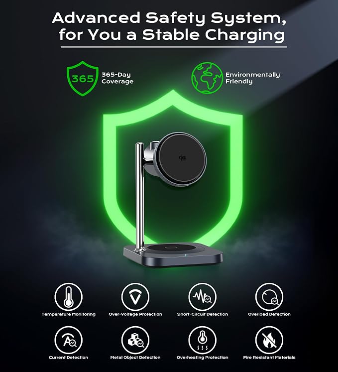 Gumosh Qi2.2 Charging Station for Apple, 25W 3 in 1 Magsafe Charger Stand - Image 8