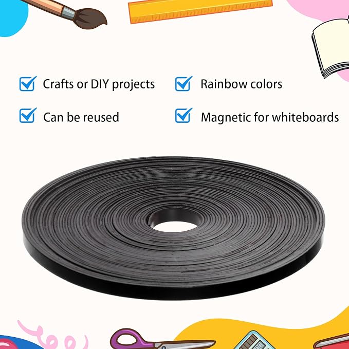 AmazingSpark Magnetic Tape Roll Thin Strips, 1/4 Inch x 33 Feet Magnetic Board - Image 4