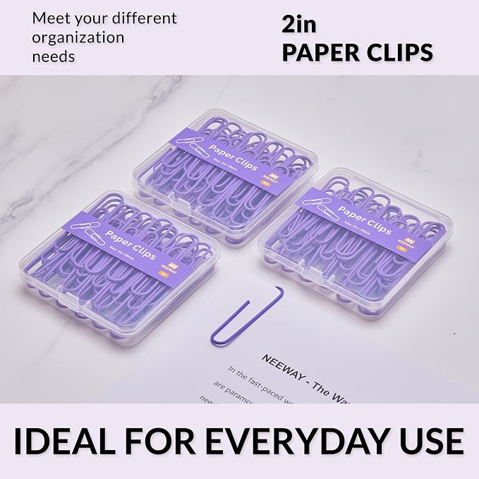 NEEWAY Colorful Large Paper Clips, 2 Inch Jumbo Paper Clips, 3 Pack of 50 - Image 6