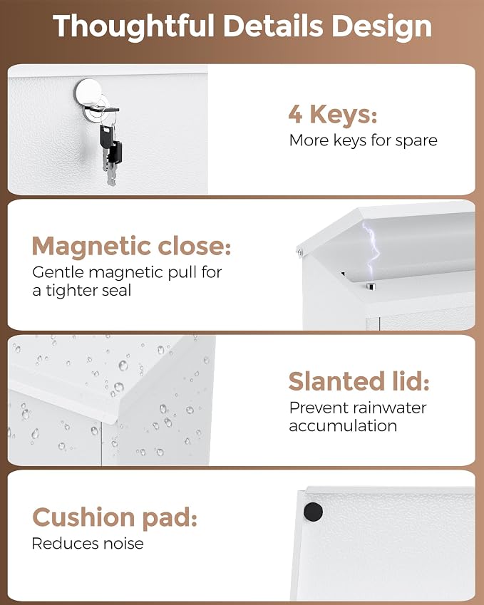 LAND·VOI Locking Wall-Mount Mailbox - Image 3